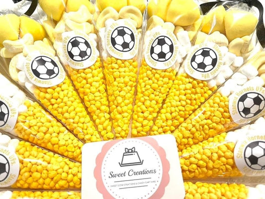 Yellow and Black Football Sweetie Cones