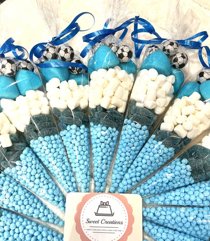 Blue Football Sweet Cones