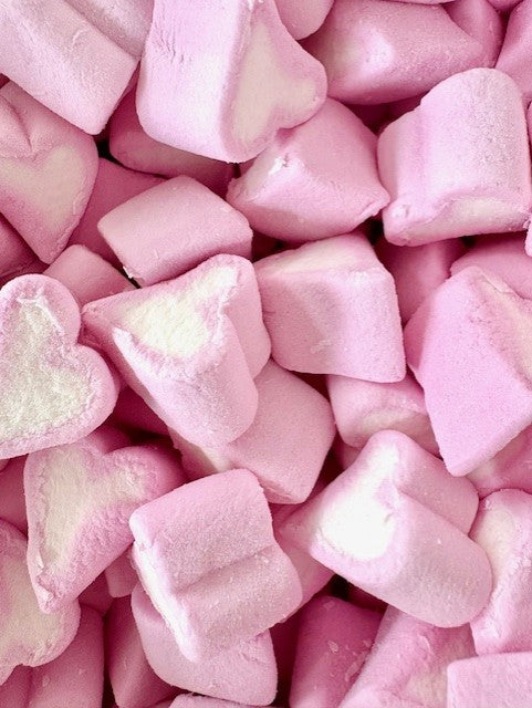 Pink and White Mini Heart Marshmallows