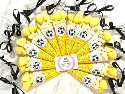 Yellow and Black Football Sweetie Cones
